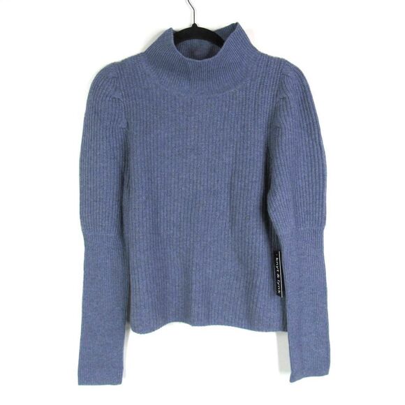 Knyt & Lynk High Ribbed Puff Sleeve Crew Neck Shaker Sweater SZ S - Picture 1 of 6